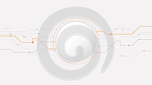 white grey circle technology background abstract. technology with line digital color grey, orange, dot, hi-tech, vector.