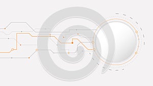 white grey circle technology background abstract. technology with line digital color grey, orange, dot, hi-tech, vector.