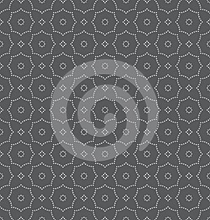 White on grey dotted line hexagonal molecular pattern seamless repeat background