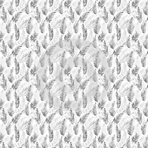 White and Grey Feathers Pattern Alternating Seamless