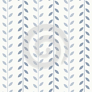 White and grey leaf vector pattern, seamless botanical print