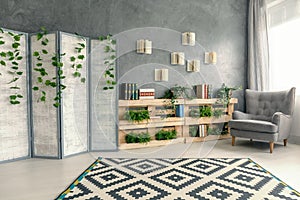 White and grey living room