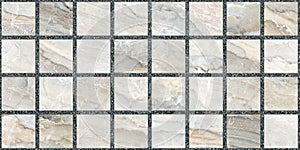 White and grey marble mosaic wall tile texture background