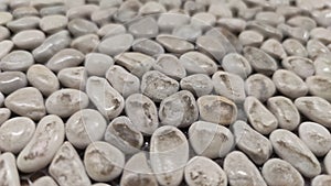 White and grey pebble stone texture wall as a background