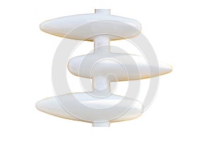 White or grey plastic textured abstract has a rough surface. Oval structure Embossed, same pattern, isolated on white background.