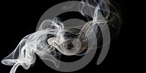 White and Grey Smoke Swirls on Black Background