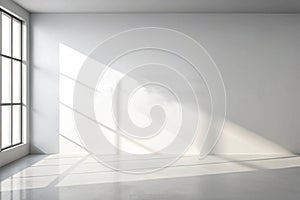White and Grey Wall Interior Background with Window Shadow