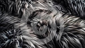 White Grey Wolf Fox Fur Natural, Animal Wildlife Concept, generative AI.