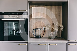 White grey yellow green color kitchen room organization