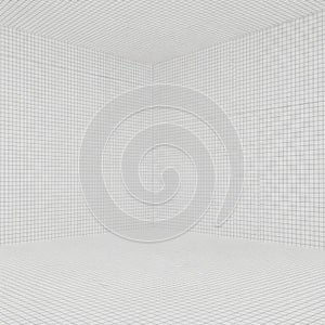 White Grid Patterned Corner of an Empty Room or Studio Space background texture