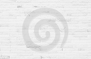 White grunge brick wall texture background for stone tile block painted in grey light color wallpaper modern interior and exterior