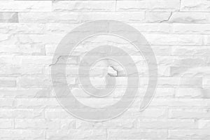 White grunge brick wall texture background for stone tile block painted in grey light color wallpaper modern interior and exterior