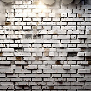 White grunge brick wall texture background, wallpaper for ads