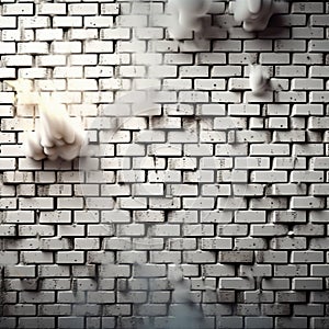 White grunge brick wall texture background, wallpaper for ads