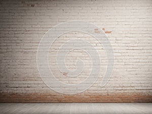 White grunge brick wall texture background, wallpaper for ads