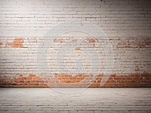 White grunge brick wall texture background, wallpaper for ads