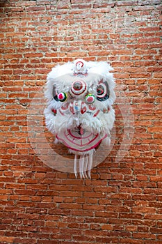White Guangdong traditional lion dance lion head