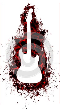 White Guitar Silhouette in liquid Red