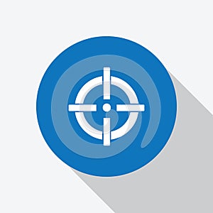 White Gun target shooting icon in blue circle.