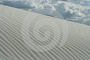 White gypsum sand dunes at White Sands National Park, New Mexico, won