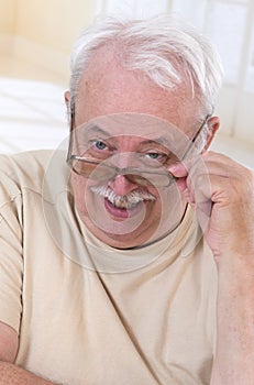 White hair senior portrait with eyes glasses