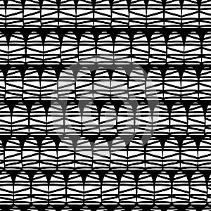 White half dome doodle shapes on a black background. Geometric abstract seamless vector pattern. Monochrom pattern. Great for