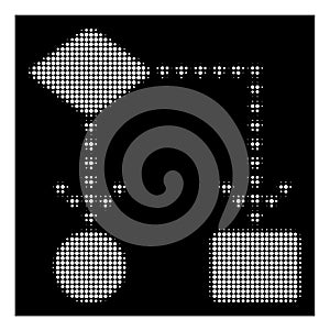 White Halftone Algorithm Flowchart Icon