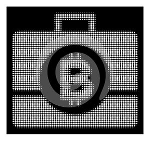 White Halftone Bitcoin Business Case Icon