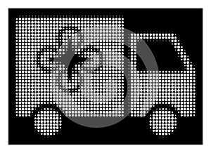 White Halftone Drone Delivery Van Icon