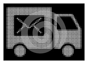 White Halftone Mail Delivery Van Icon