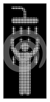 White Halftone Man Under Shower Icon