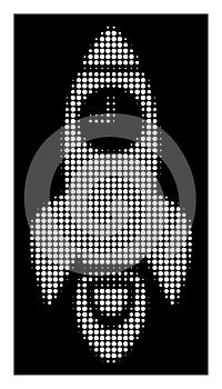 White Halftone Space Rocket Time Icon