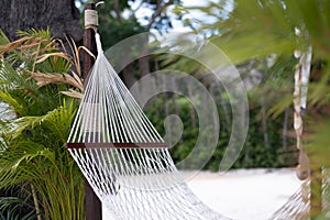 White hammock relax on the sea