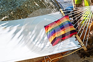 White hammock with resting pillow