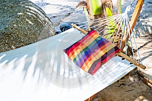 White hammock with resting pillow