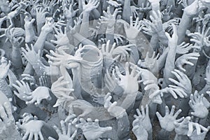 White hand form hell, Wat Rong Khun in Thailand White Temple Chiangrai