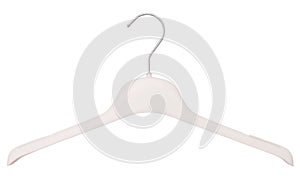White hanger for clothes, isolated on white, single object,