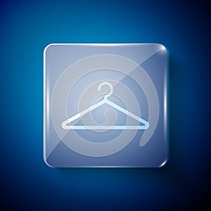 White Hanger wardrobe icon isolated on blue background. Cloakroom icon. Clothes service symbol. Laundry hanger sign