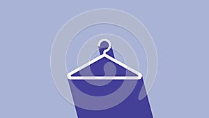 White Hanger wardrobe icon isolated on purple background. Cloakroom icon. Clothes service symbol. Laundry hanger sign