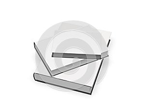 White Hard Cover Books Mockup for Design Project Mock Up 3D illustration Isolate on White Background