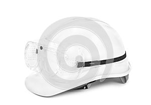 White hard hat and googles