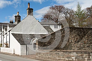 White harled buildings in a Scottish village