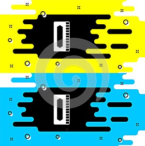 White Harmonica icon isolated on black background. Musical instrument. Vector