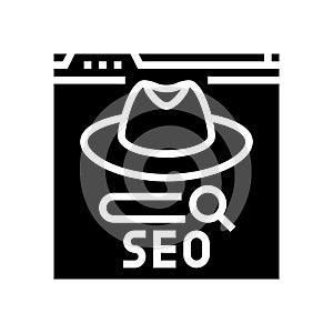 white hat seo glyph icon vector illustration