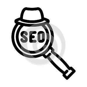 white hat seo line icon vector illustration