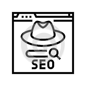 white hat seo line icon vector illustration