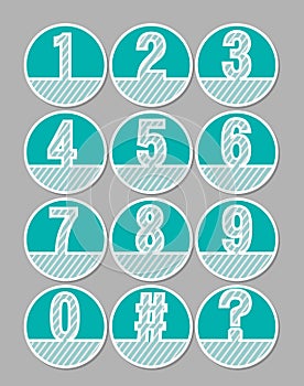 White hatched number set on a green background. Artistic number in circle shapes. Infographic element, useful in presentation temp