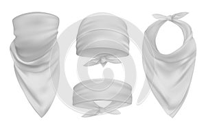White head bandana realistic 3d accessory illustrations set photo