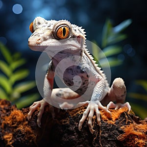 White headed dwarf gecko  Made With Generative AI illustration