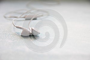 White Headphones On A blue Background, Earphone, accessory